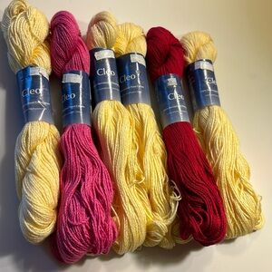 NWT Cleo DK cotton yarn from Plymouth. Bundle of 6 hanks in 3 colors.